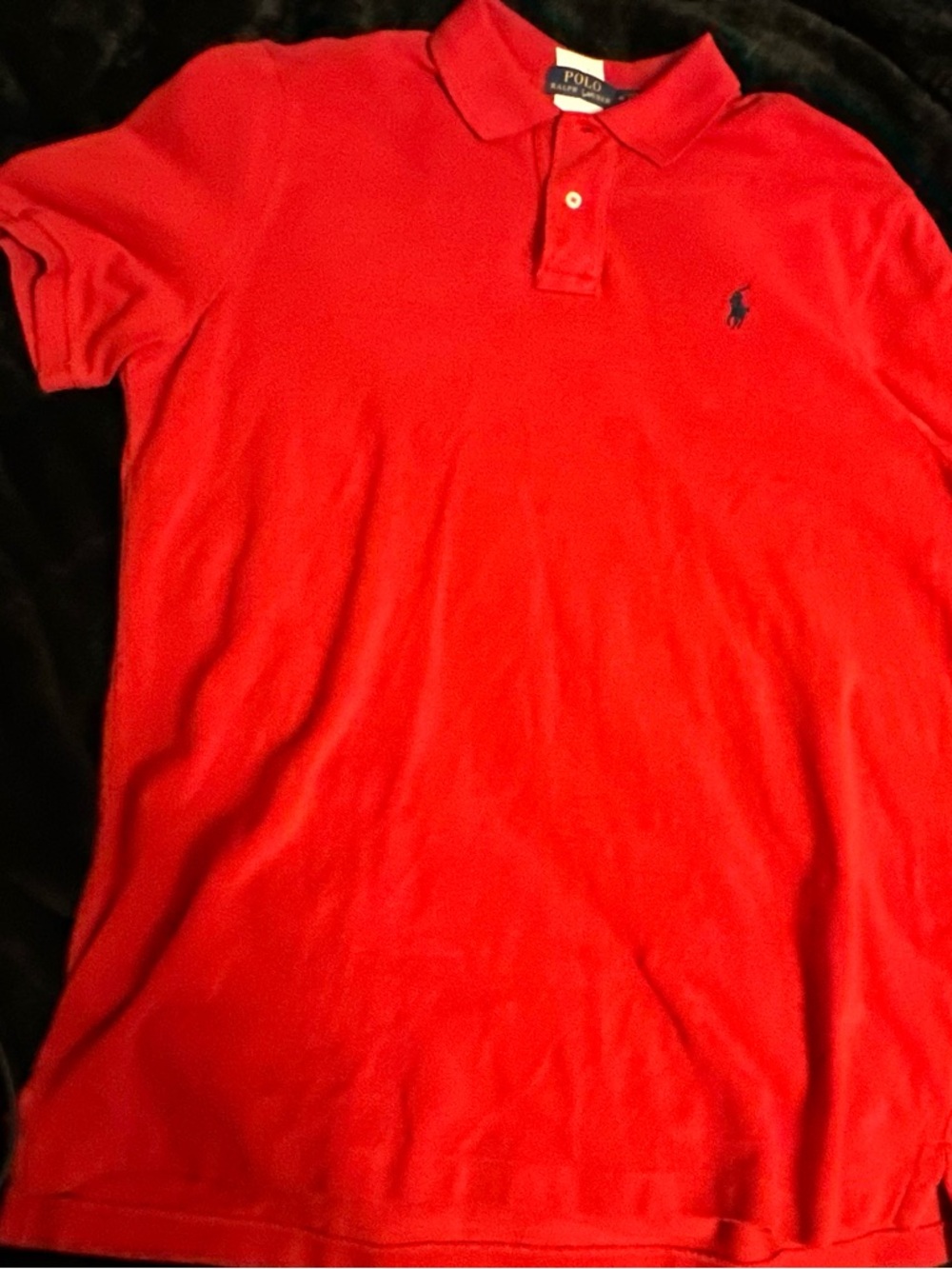 🔥 EUC POLO Ralph Lauren Polo Shirt RED with NAVY Pony Logo Men's M